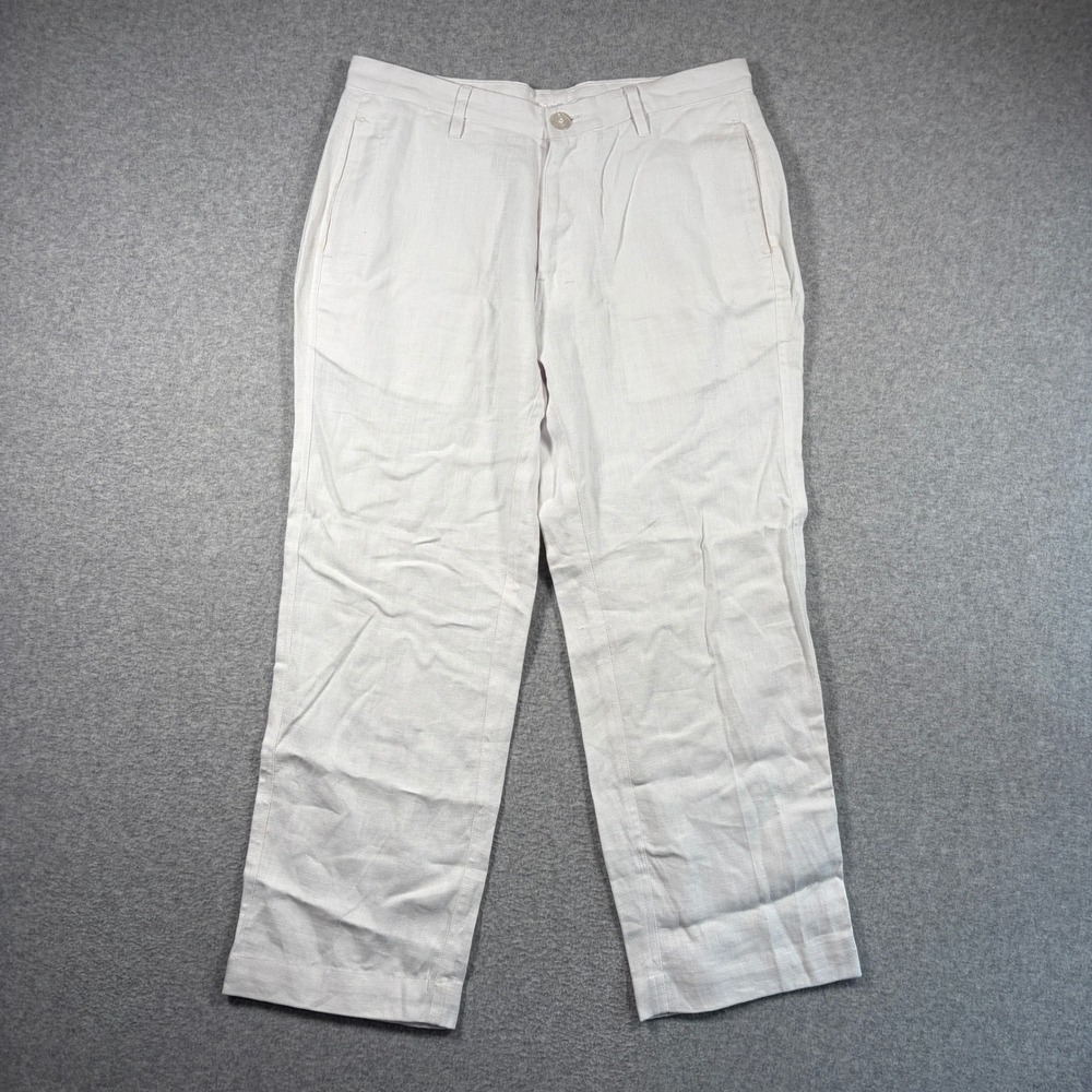 Island Importer Linen Pants Men's 31 White Relaxed Fit Beach Trousers 26" Inseam